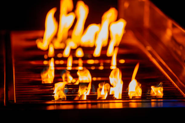 Vivid Flames on BBQ Grill with Intense Yellow Fire Up
