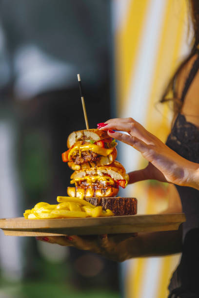 istock Stacked Gourmet Burger with Fries 2192715773
