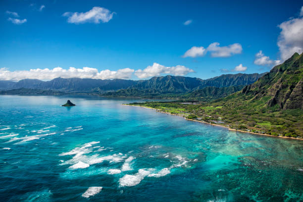 hawaii aerial seascape - ilhas do havaí - fotografias e filmes do acervo