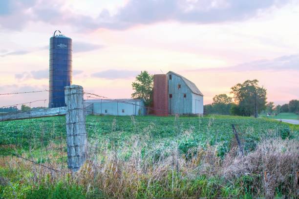 istock Old weathered Barn with silo and fence-Howard County, Indiana 2192722945