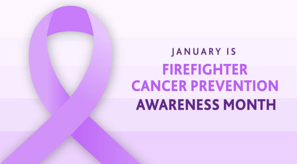istock Firefighter Cancer Prevention Month January web banner design template with ribbon 2192724601