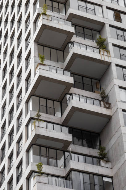 istock Building with Alternating Balconies and Distinctive Design 2192724942