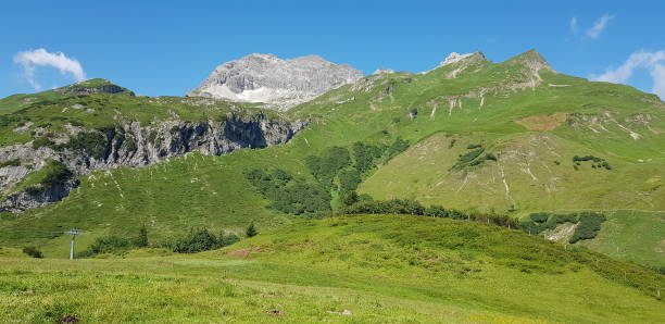 istock Green Mountain Slopes with Coniferous Forest and Blue Sky 2192725673