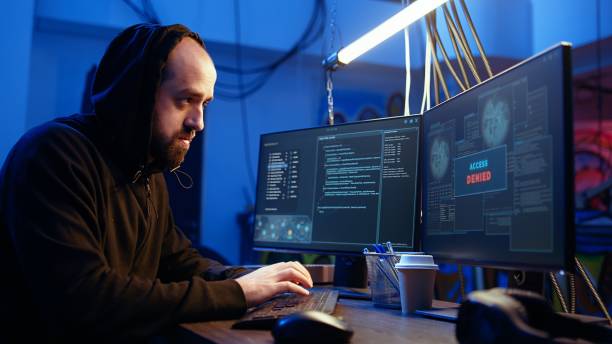 istock Hacker contracted to do corporate espionage receiving access denied error 2192725690