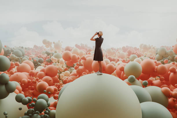 Young woman in VR environment