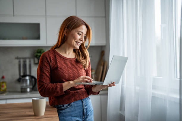 Beautiful woman working on her laptop