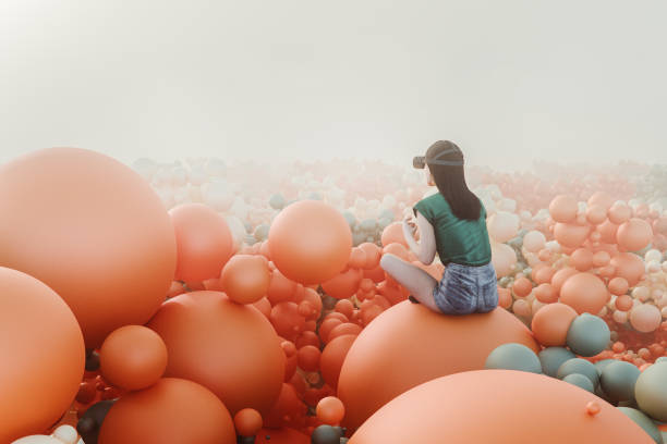 istock Young woman in VR environment 2192727549