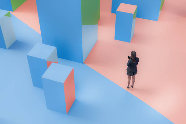 istock Businesswoman standing abstract VR environment 2192727583