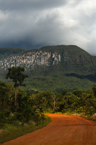 istock Curve on dirt road with trees and hills 2192727776