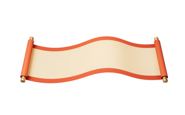 Blank Chinese ancient red reel banner, 3d rendering. 3D illustration.
