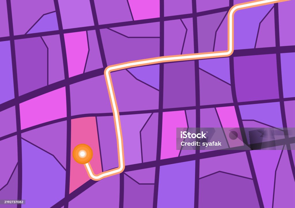 Purple Map Plot Purple Flat Map Top View Stock Illustration - Download Image Now ...