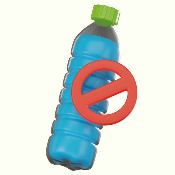 3D render of a no plastic bottle icon, emphasizing eco-conscious living, sustainability, and waste reduction. Perfect for environmental awareness and zero waste projects.