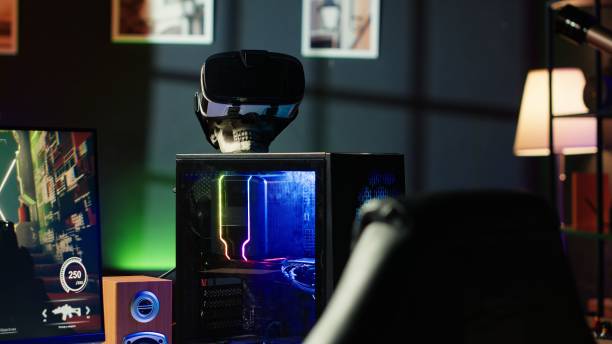 istock Computer with modern hardware, monitor and virtual reality glasses 2192747630