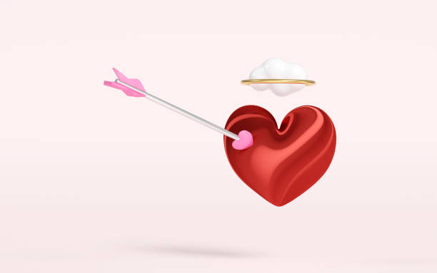 istock 3d red heart with arrow, cloud, ring isolated on pink background. Happy valentine's day concept, 3d illustration render 2192755372