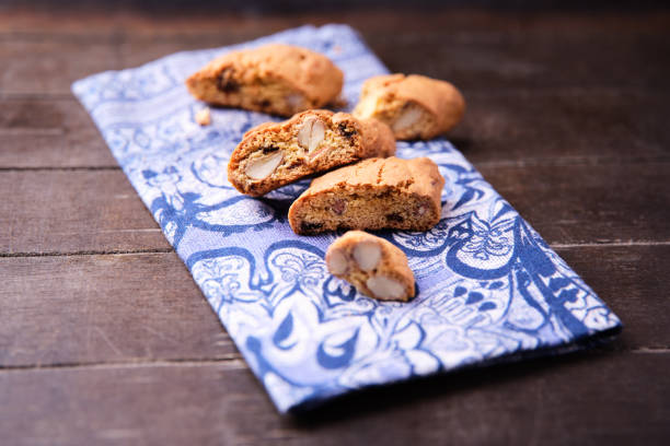 istock Cantuccini (Italian cookies) on dark wooden background. Close up 2192758047