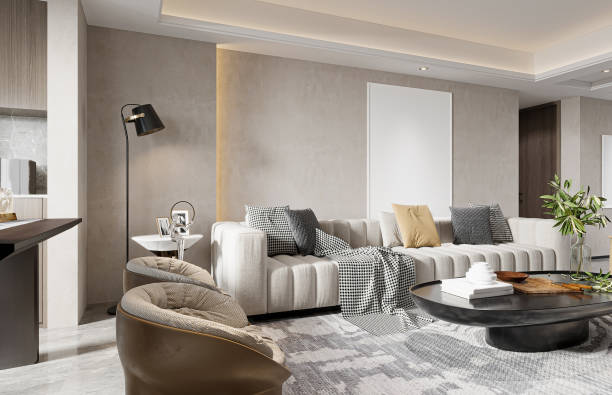 istock Large luxury modern bright interior living room mockup 2192761281