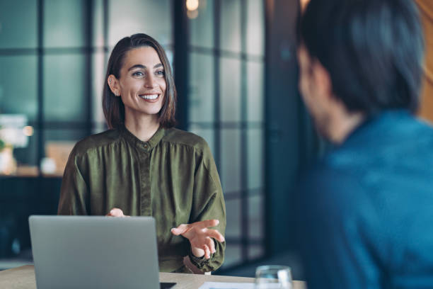 istock Businesswoman talking confidently during a meeting 2192762741