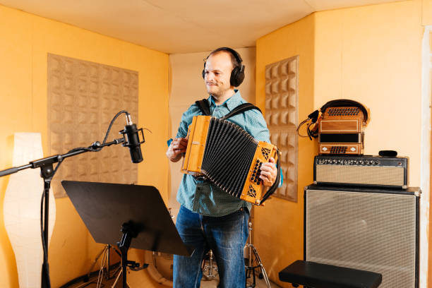 istock Diatonic accordion player records in a professional studio setting capturing the essence of traditional music 2192765781