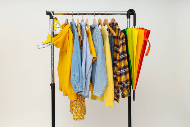 istock Wardrobe rack with different clothes, concept of different clothes 2192768289