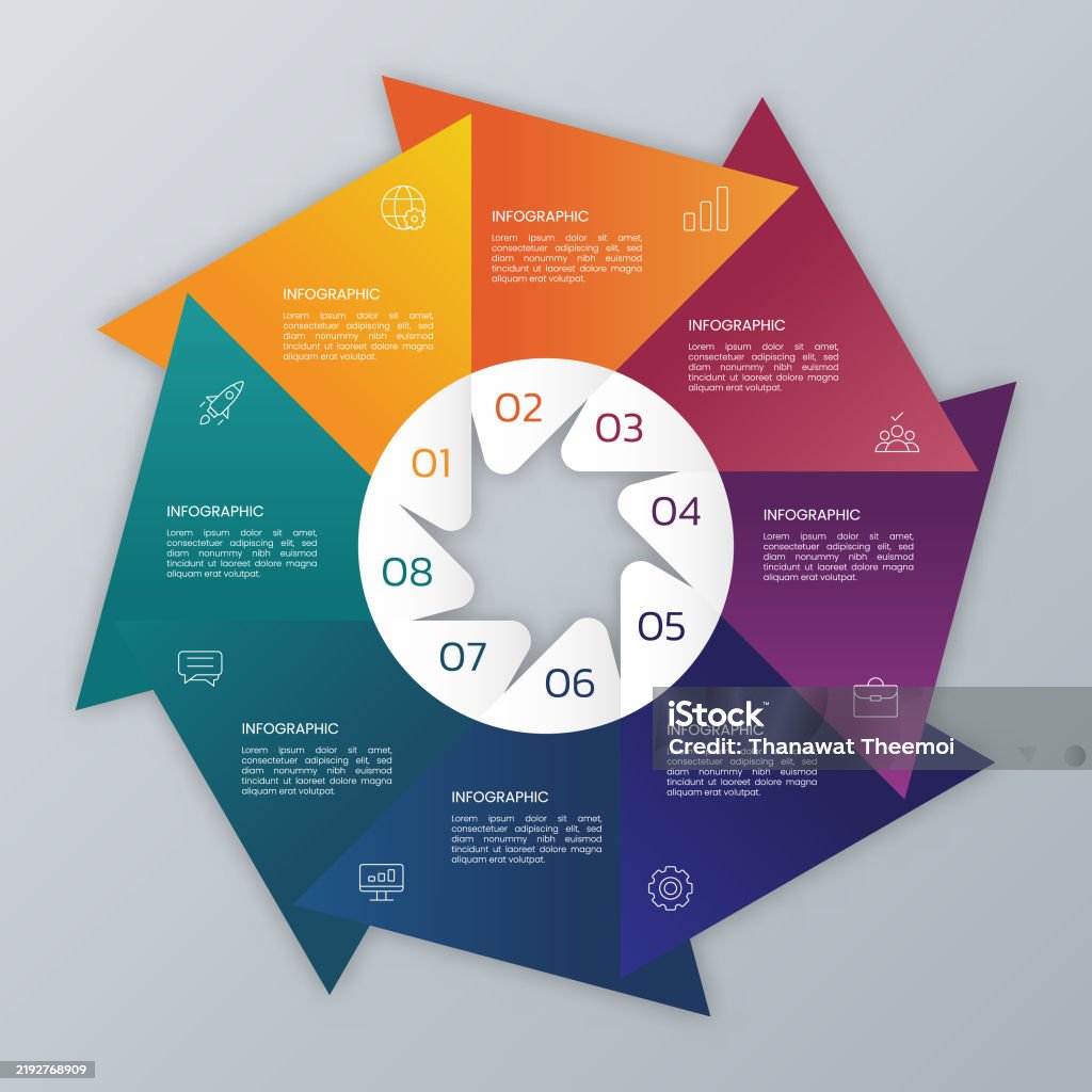 8 Triangle Circle Triangle Vector Infographic Chart Template Stock Illustration ...