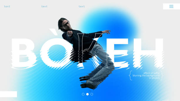 istock Stylish young man in dynamic pose with bold bokeh typography and creative effect, symbolizing creativity in modern advertisements. 2192771054