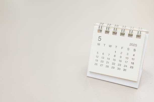 istock Simple desk calendar for MAY 2025 background. Calendar concept with copy space. 2025 MAY calendar. 2192771236