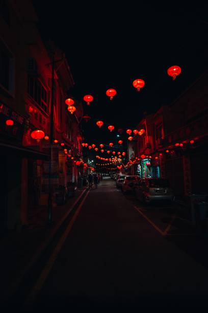 istock Vibrant street with red lanterns at night. 2192771303