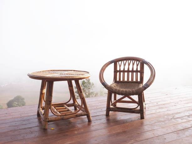 istock Rattern chair and table at vintage terrace cafe 2192771856
