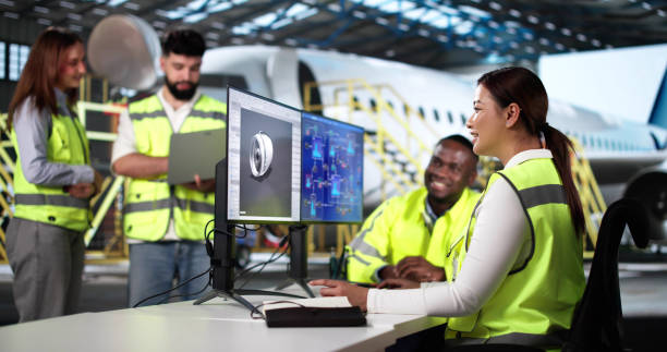istock Airport Repair And Check Service Team Doing Plane 2192773996