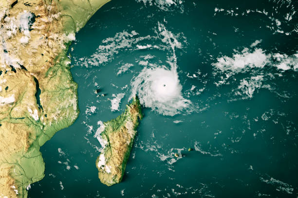 Cyclone Chido 2024 Cloud Map Indian Ocean 3D Render Color
