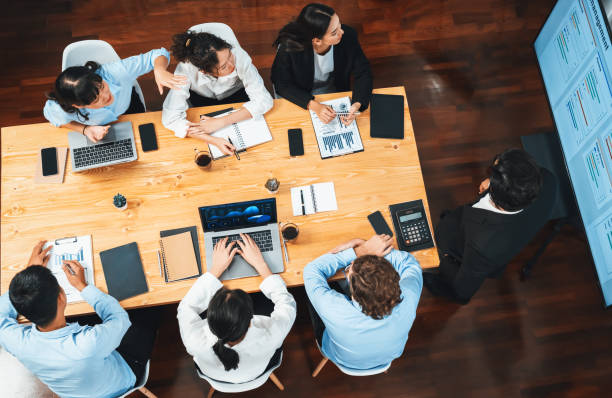 istock Multi ethnic diversity business people and modern business project. Habiliment 2192781283