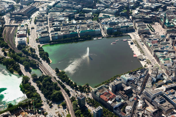 Binnenalster lake Aerial