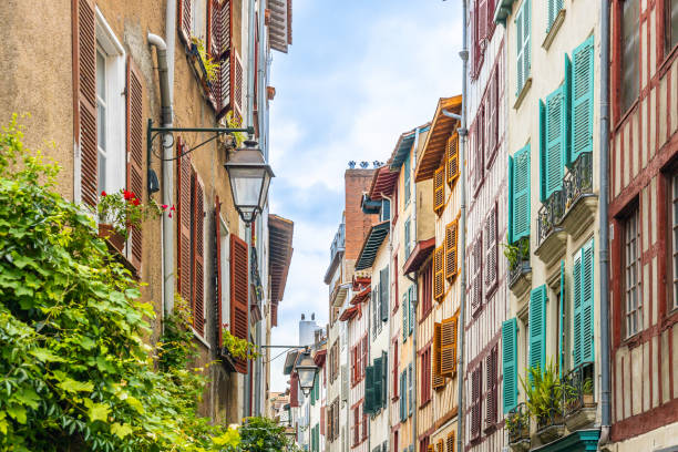 istock Half-timbered residential building with colored shutters in Bayonne 2192783667