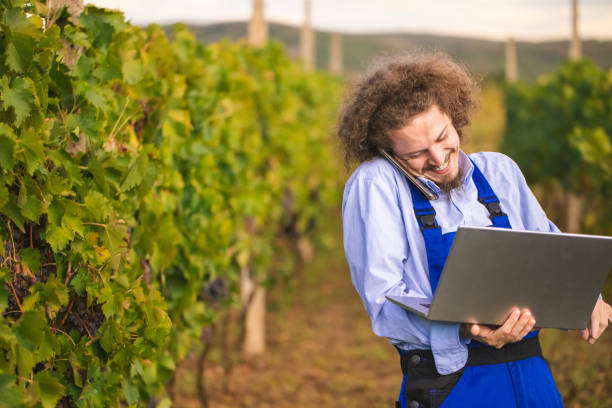 istock Laughing farmer making a video call directly from the field 2192785363