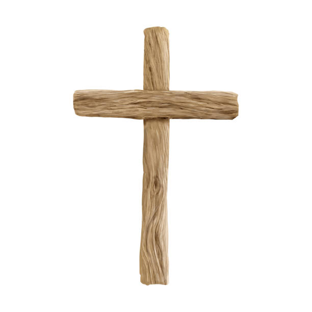 istock Wooden Easter cross. Watercolor digital illustration. Christian cross isolated on white background. Easter clipart. Holy Spirit and religion concept. 2192786933
