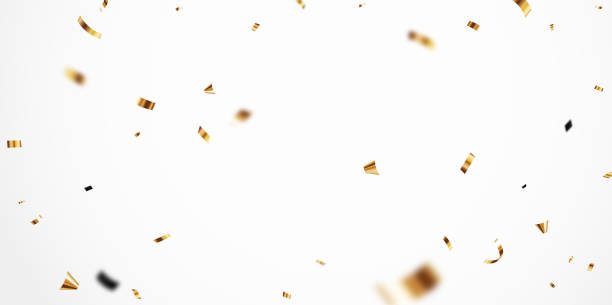 istock Gold confetti and ribbon banner, isolated on transparent background 2192788018