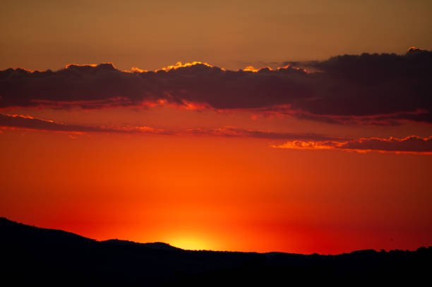 Sun setting over the hills in regional Victoria