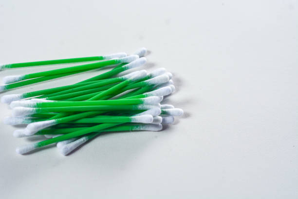 istock Heap of clean cotton buds on white background, flat lay 2192791269