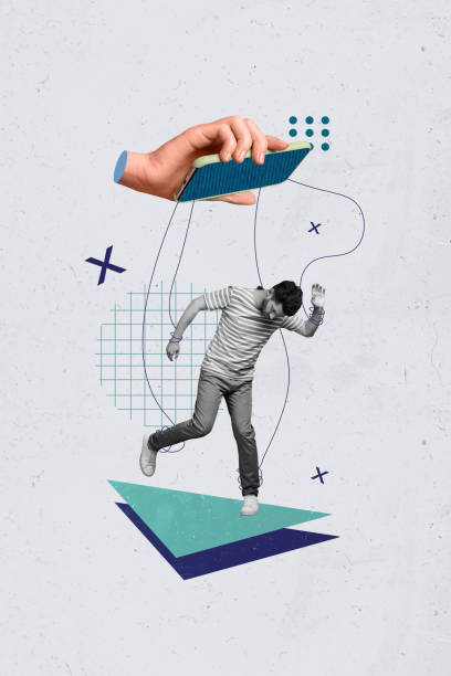 istock Vertical creative collage poster young man manipulated authority power controlled doll propaganda mass media domination 2192794331
