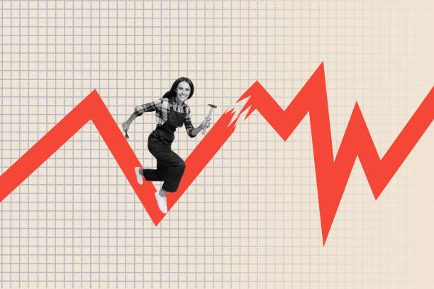 istock Creative collage picture illustration black white effect charm strong hardworking lady builder broken red line beige cell background 2192795569