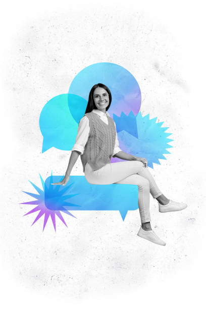 istock Creative retro 3d magazine collage image of happy smiling worker communicating messages isolated white color background 2192795699