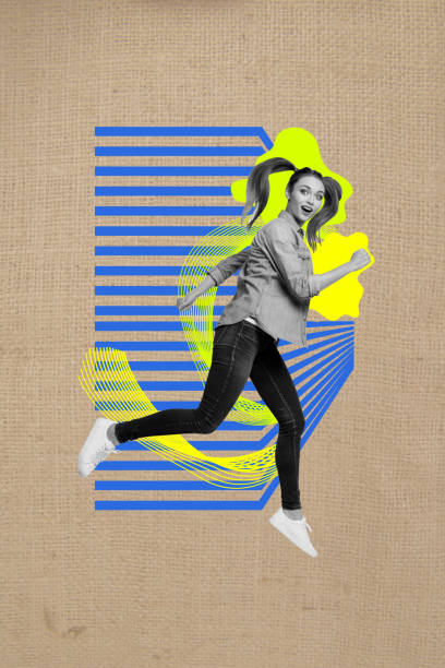 istock 3d retro abstract creative artwork template collage of funny female running have fun shopping weird freak bizarre unusual fantasy billboard 2192796291