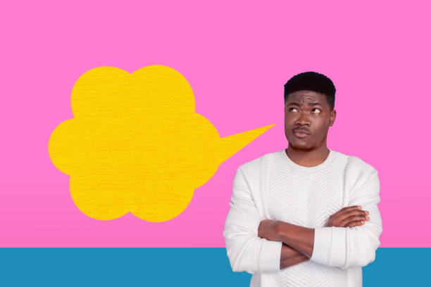 istock Creative collage picture illustration thoughtful serious beauty young man think search question answer unusual colorful background 2192796964