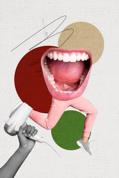 istock Vertical collage poster image running headless person scared afraid frustrated hair dryer huge mouth scream shout yell drawing background 2192797945