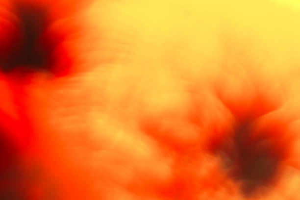 Abstract background made of bright yellow and red blurred texture. Multicolor vintage retro design. Blur iridescent effect