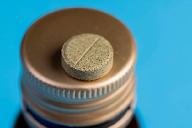 A full pill bottle viewed from above