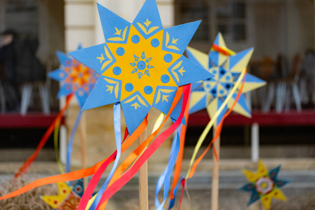 Ukrainian national Christmas star decoration for design purpose