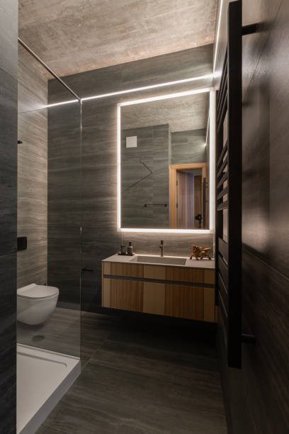 istock Exploring Modern Bathroom Design Featuring Sleek Finishes and Ambient Lighting Effects 2192827933