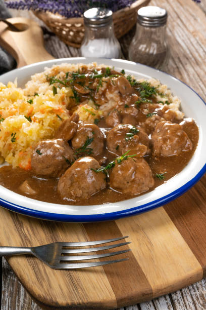istock Minced meat balls in mushroom sauce. 2192832726
