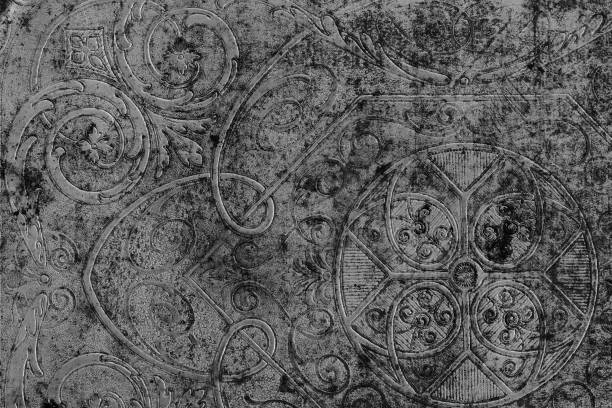 Background of a metal sheet with pattern in black and white